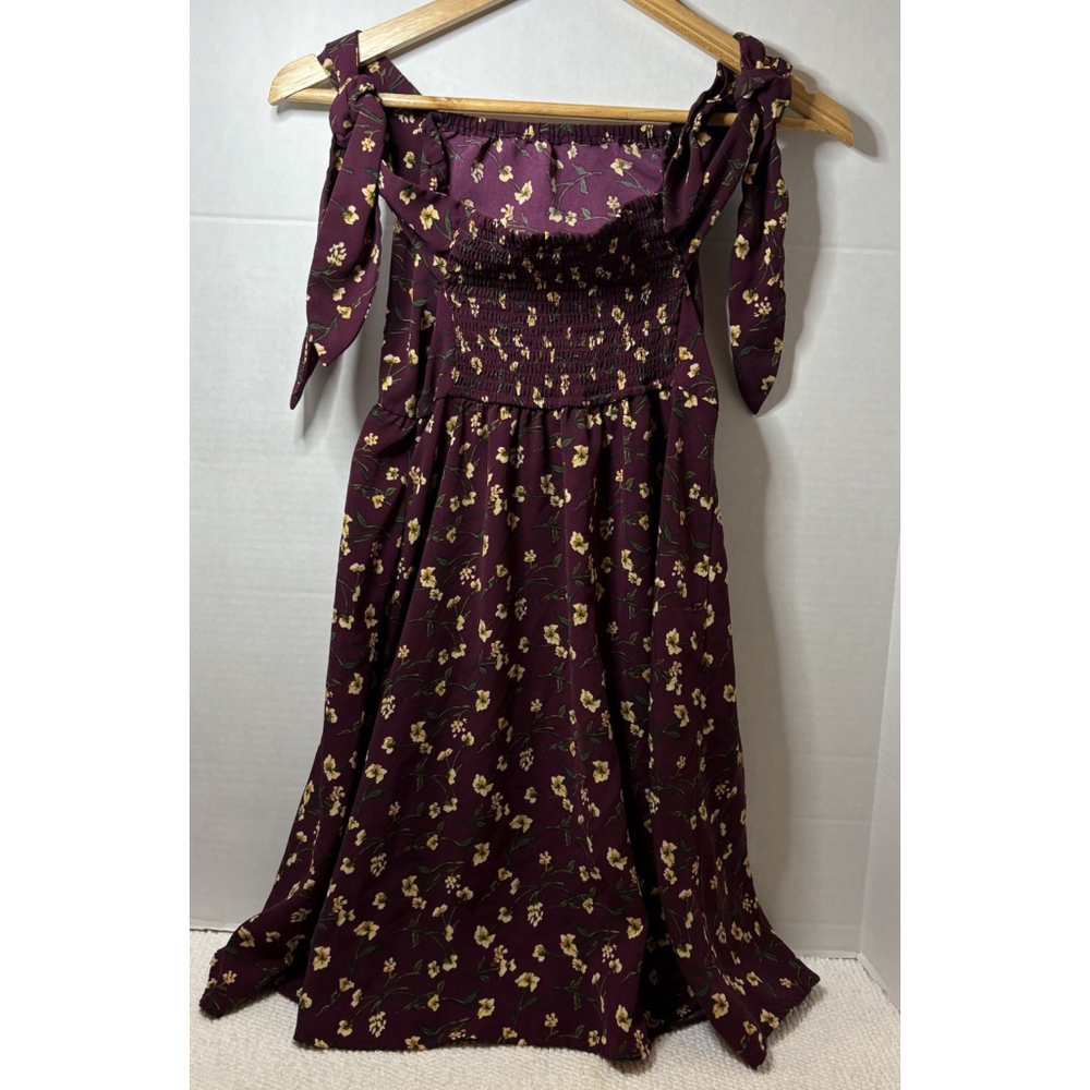 Xhilaration Juniors Medium Burgundy Knot Sleeve Fit & Flare Dress Party Casual - Picture 2 of 7